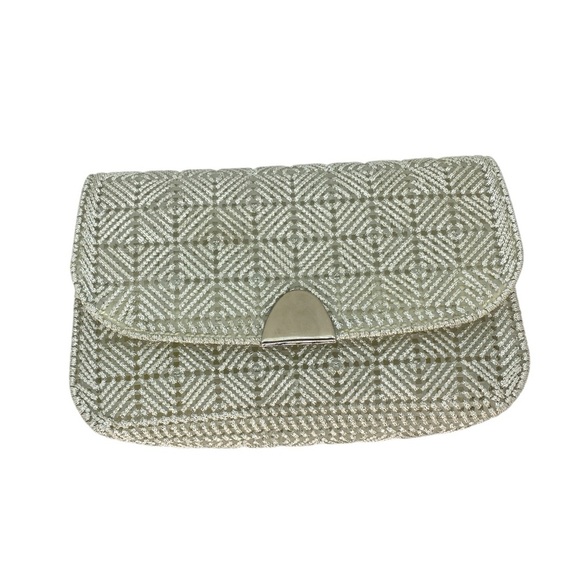 Vintage Silver Threaded Woven Evening Clutch Bag - Picture 6 of 7